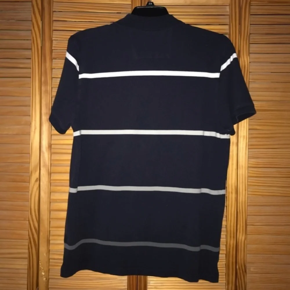 Banana Republic Fitted Polo Navy‎ Striped Large